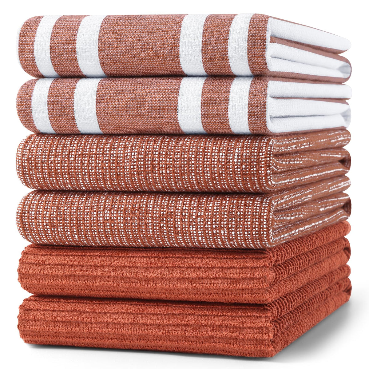 Homaxy Cotton 380 GSM Premium Kitchen Towels, 18"x 28", 6 Pack, Khaki