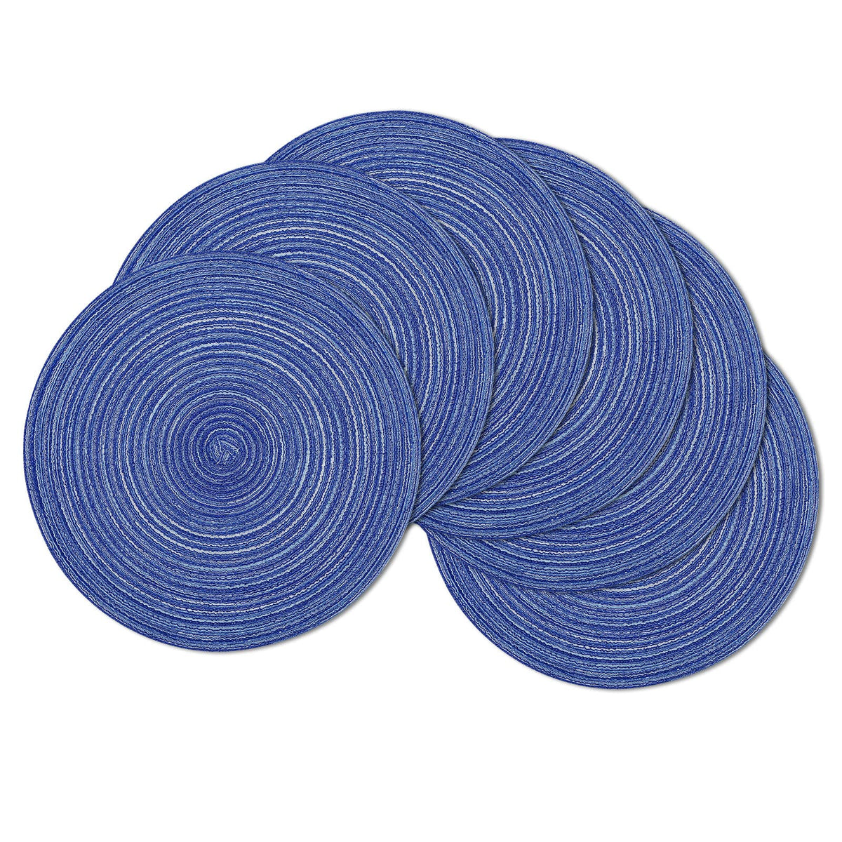 SHACOS Round Braided Placemats Set of 4 Washable Place Mats for Dining Tables 15 inch Non Slip Kitchen Table Mats (Beige, 4)