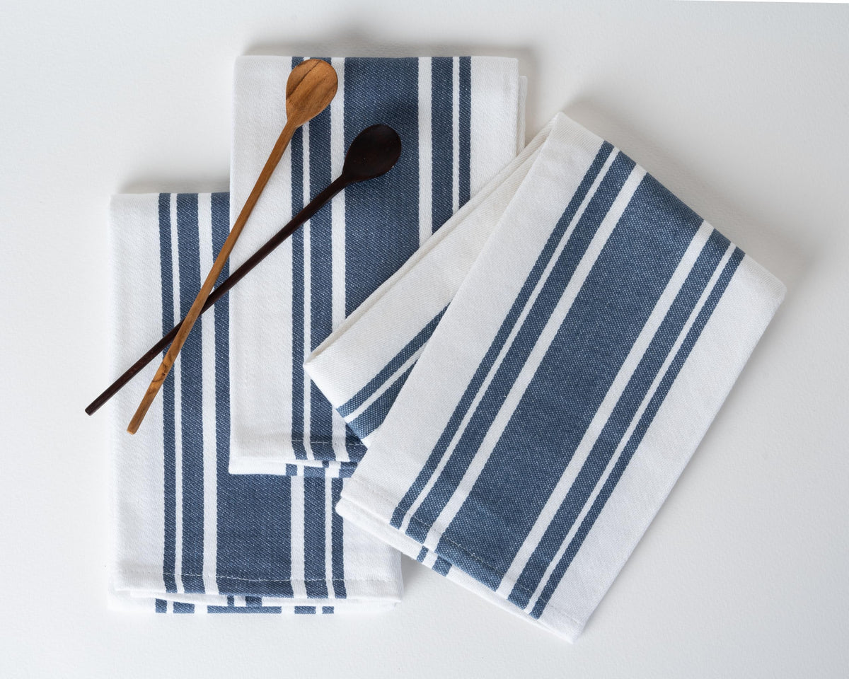 Kitchen Towels Set – Pack of 6 (20’’ x 30’’) Extra Large Premium Cotton Dish Towels for Kitchen – Chain Stripe Towels – Absorbent – 100% Cotton – with Hanging Loop – Beige