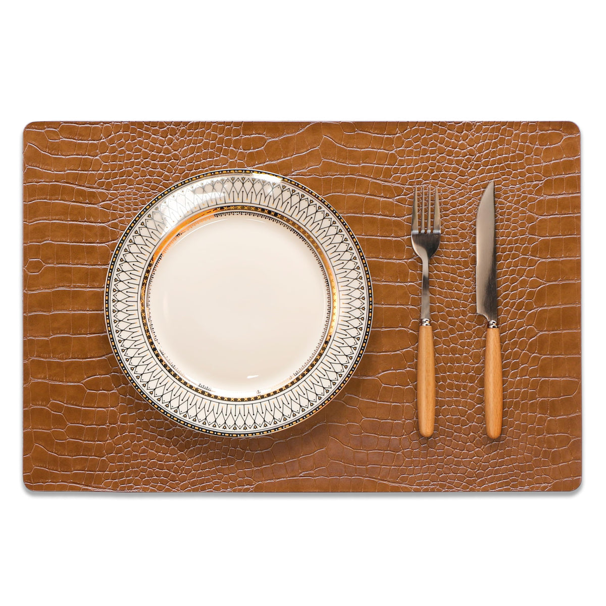 Set of 4 Faux Leather Placemats, PU Table Mats, Waterproof, Stain Resistant, Heat Resistant, Easy to Clean for Kitchen Dining Table,Conference Table
