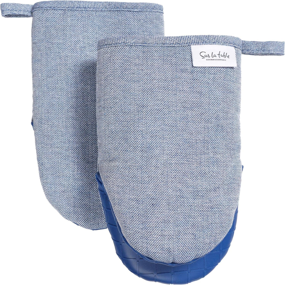 Sur La Table Kitchen Essentials Set of 2 Silicone Mini Oven Mitts, Heat Resistant to 550°F (Navy)