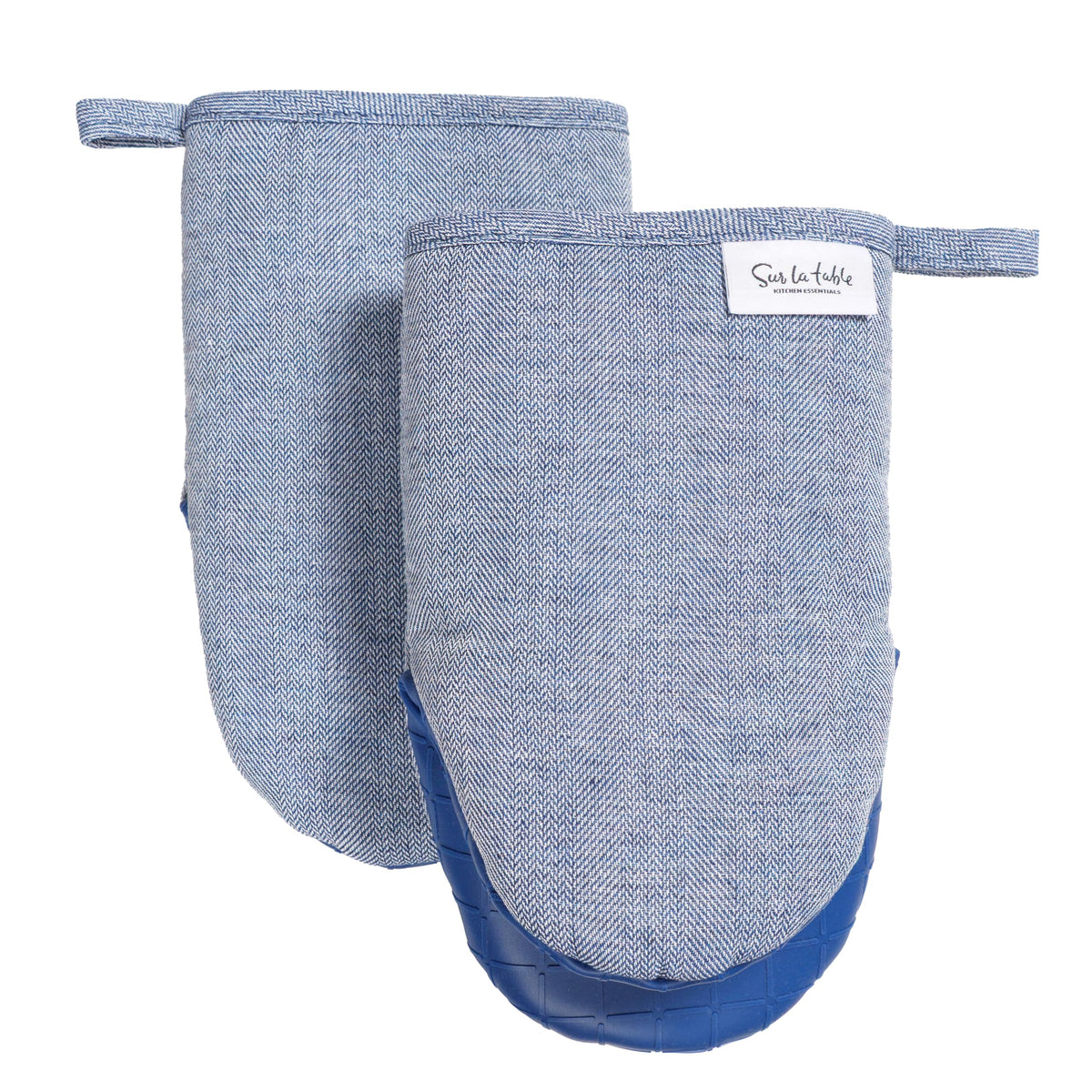 Sur La Table Kitchen Essentials Set of 2 Silicone Mini Oven Mitts, Heat Resistant to 550°F (Navy)