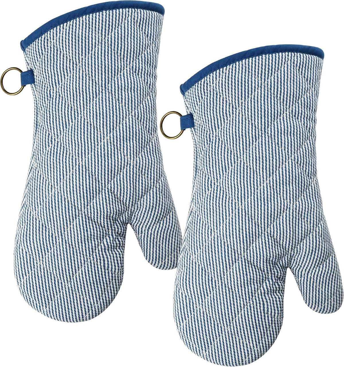 Yarn Dyed Oven Mitts 1 Pair， 100% Cotton Heat Resistant 470 Degree