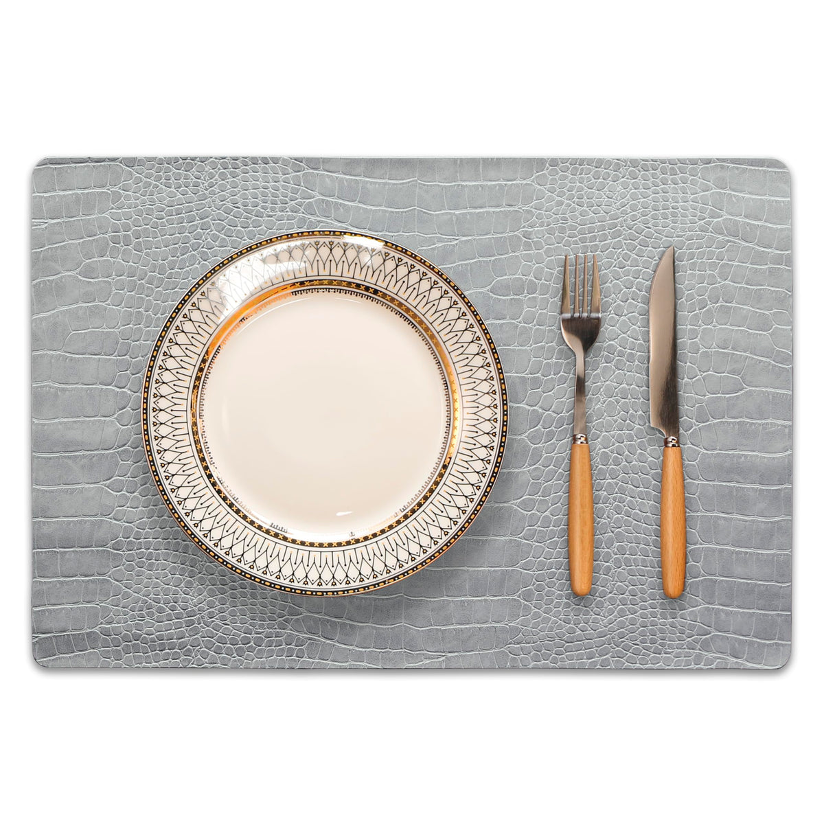 Set of 4 Faux Leather Placemats, PU Table Mats, Waterproof, Stain Resistant, Heat Resistant, Easy to Clean for Kitchen Dining Table,Conference Table