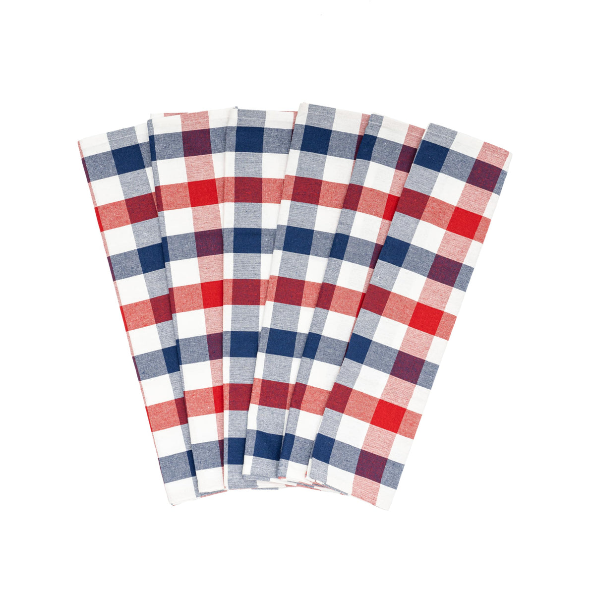 Aqua 6 Pack Large Cotton Tea Towels - 30" x 20" with Hanging Loop - Highly Absorbent, Lint-Free, Washable Teal Kitchen Towels - Plaid Pattern