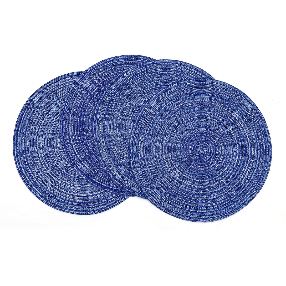 SHACOS Round Braided Placemats Set of 4 Washable Place Mats for Dining Tables 15 inch Non Slip Kitchen Table Mats (Beige, 4)