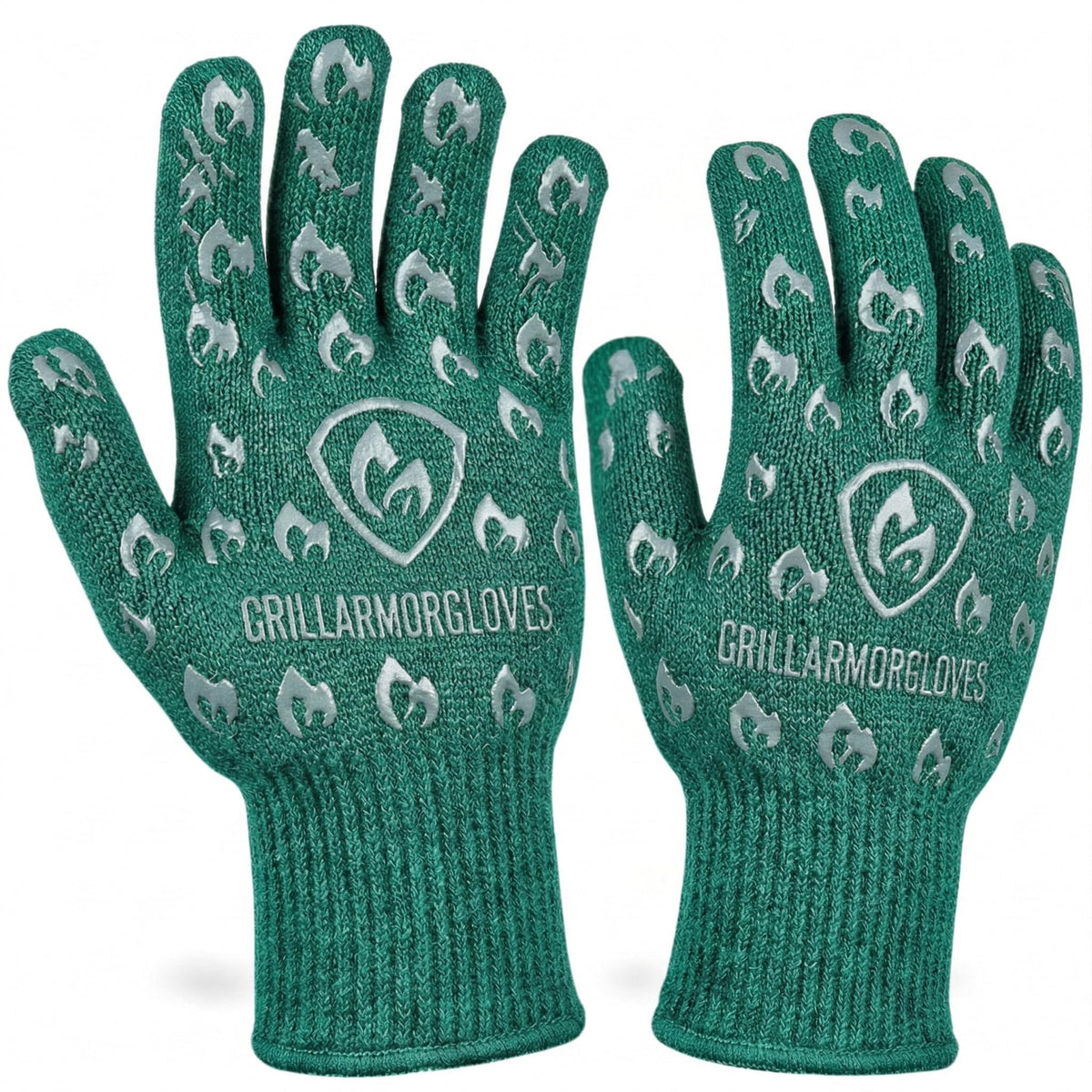 Oven Gloves with Fingers - 932°F Extreme Heat Proof and Cut Resistant Mitts for Kitchen, BBQ, Grill, Baking, Fire Pit - EN407 Certified with Non-Slip Silicone Grip and Cotton Lined for Comfort