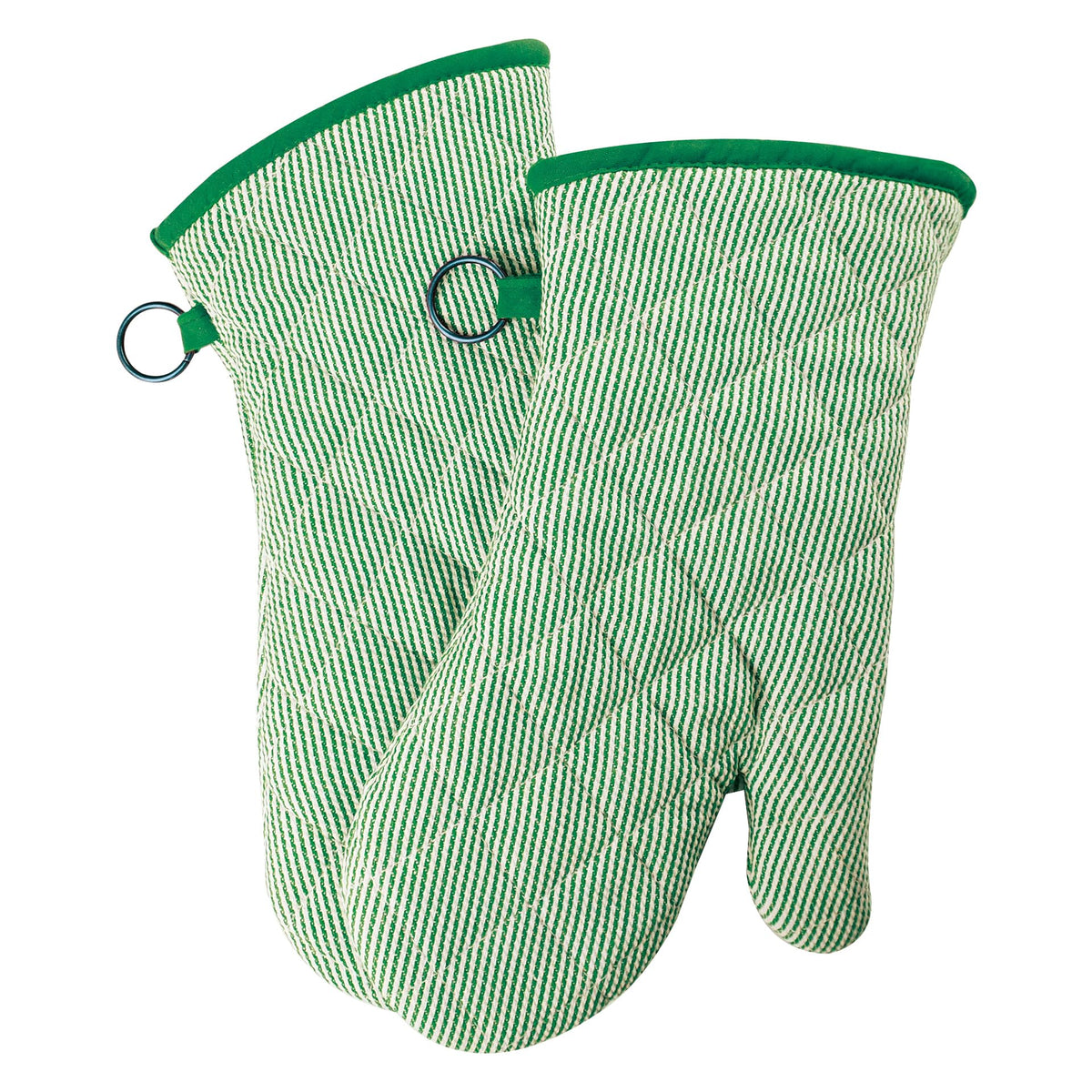 Yarn Dyed Oven Mitts 1 Pair， 100% Cotton Heat Resistant 470 Degree