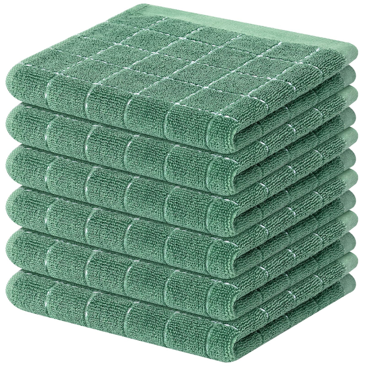 Mordimy Cotton Terry Checkered Kitchen Towels, 16"x 26", 4 Pack, Tan