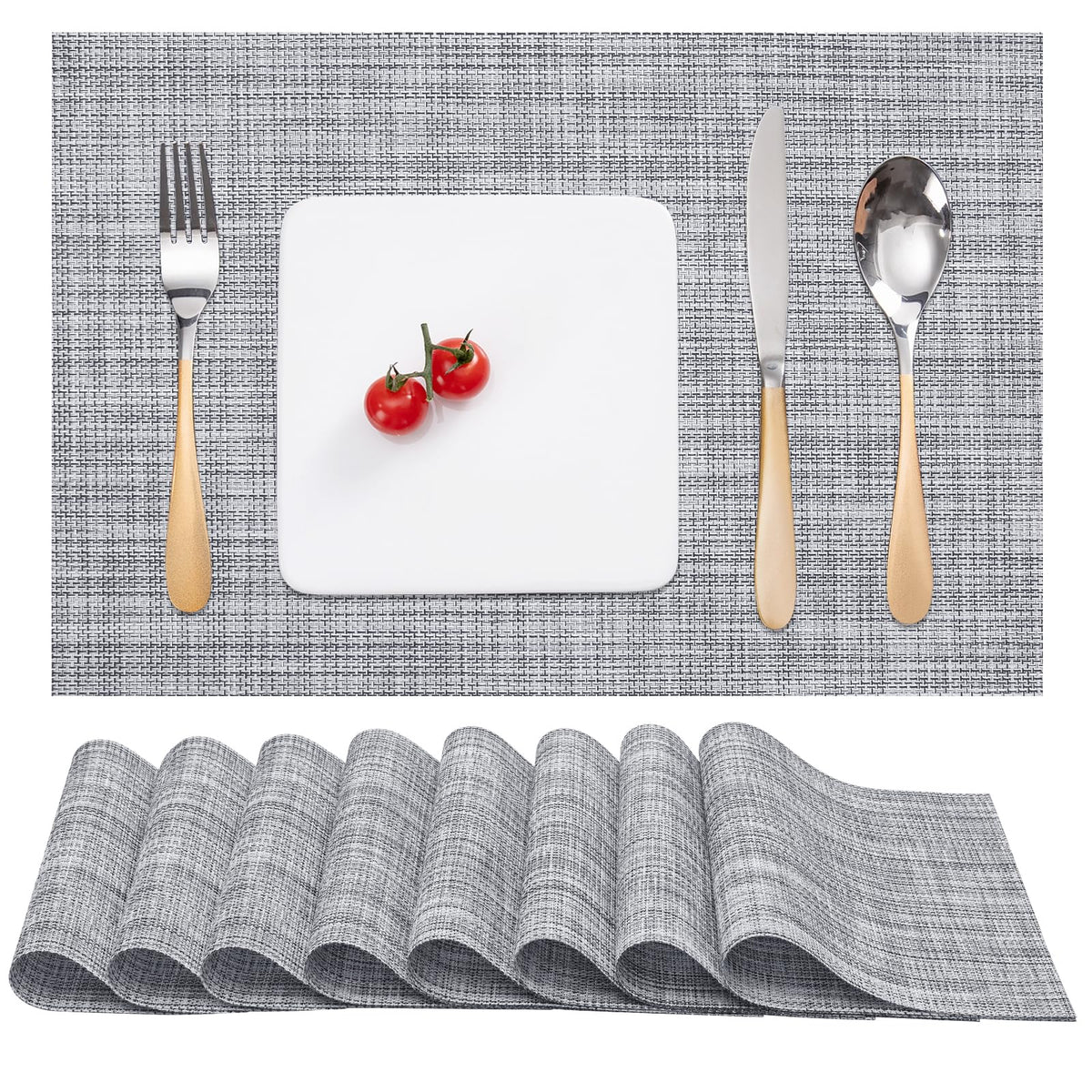Myir JUN Black Placemats Set of 8 Kitchen and Dining Table Placemats