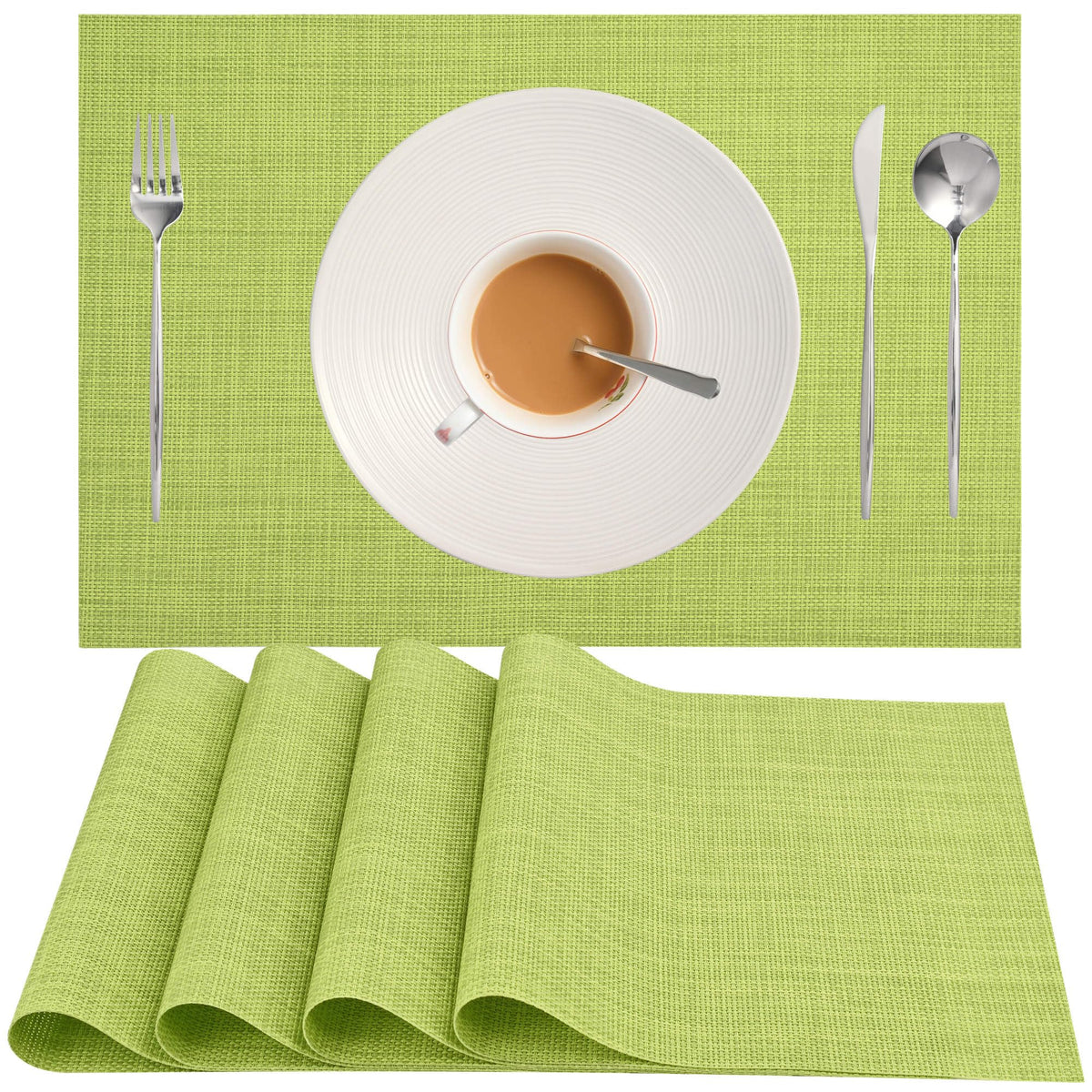 Zupro Pink Placemats Set of 4 Woven PVC 18"x12" for Indoor Outdoor Usage
