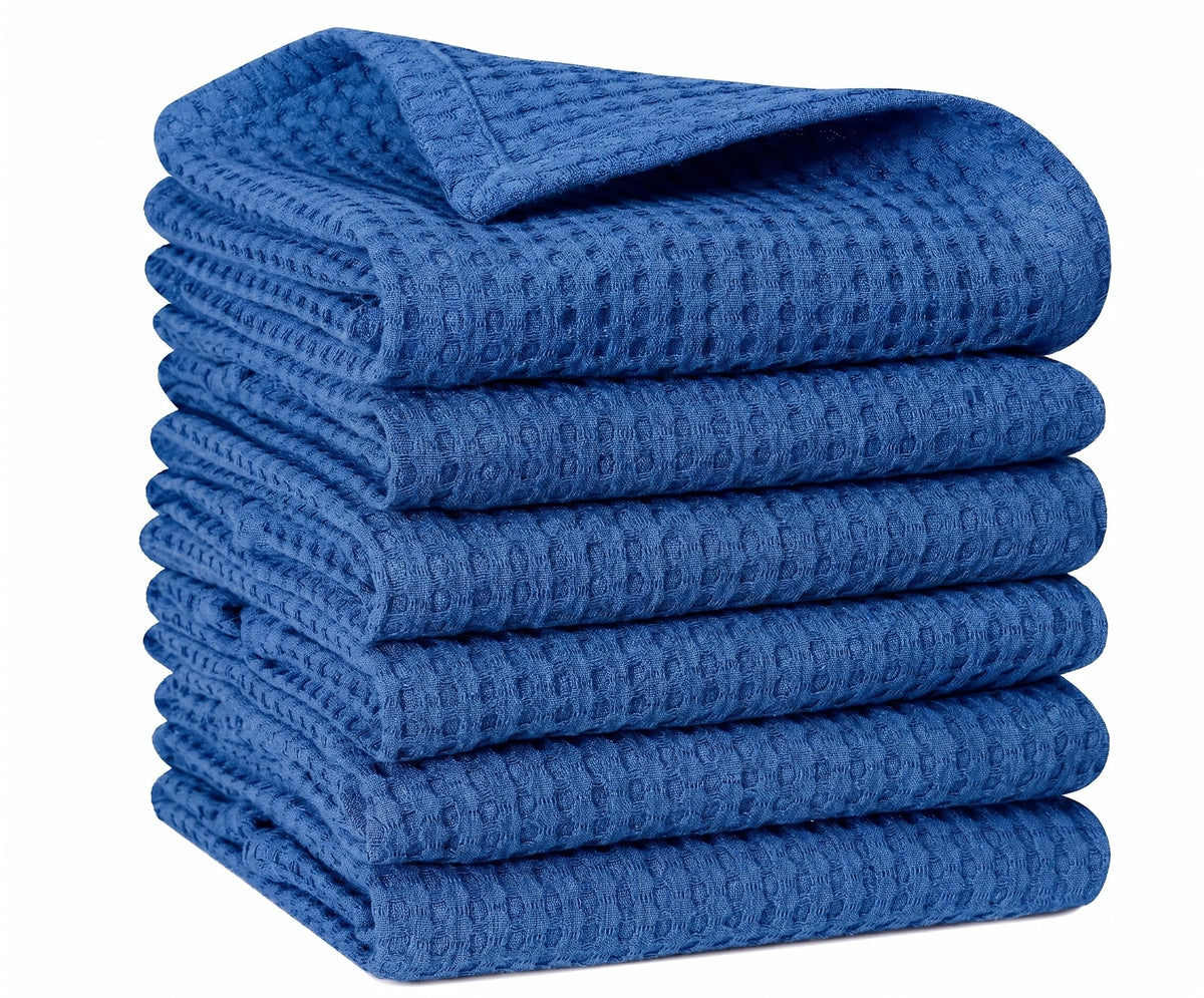 FINGERCRAFT Kitchen Towels 100% Cotton Set of 6 Tea Towel, Toile Blue