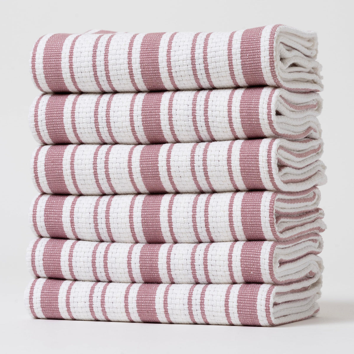Kitchen Towels Set – Pack of 6 (20’’ x 30’’) Extra Large Premium Cotton Dish Towels for Kitchen – Chain Stripe Towels – Absorbent – 100% Cotton – with Hanging Loop – Beige