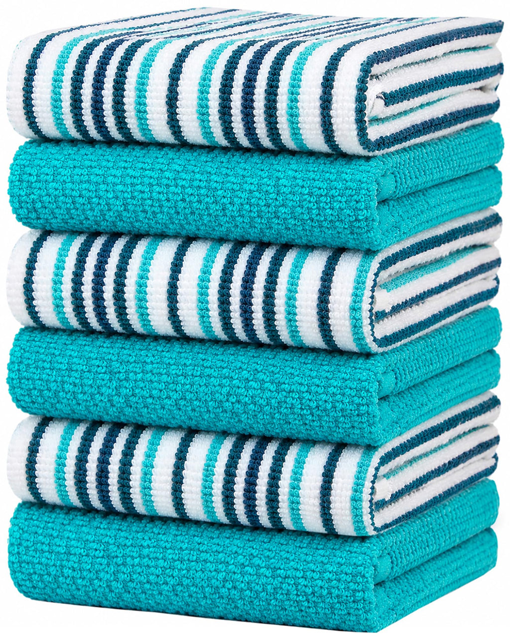 Bumble Kitchen Towels 6 Pack 100% Cotton 16"x26" - Tan Wide Stripe
