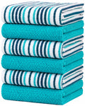 Bumble Kitchen Towels 6 Pack 100% Cotton 16"x26" - Tan Wide Stripe