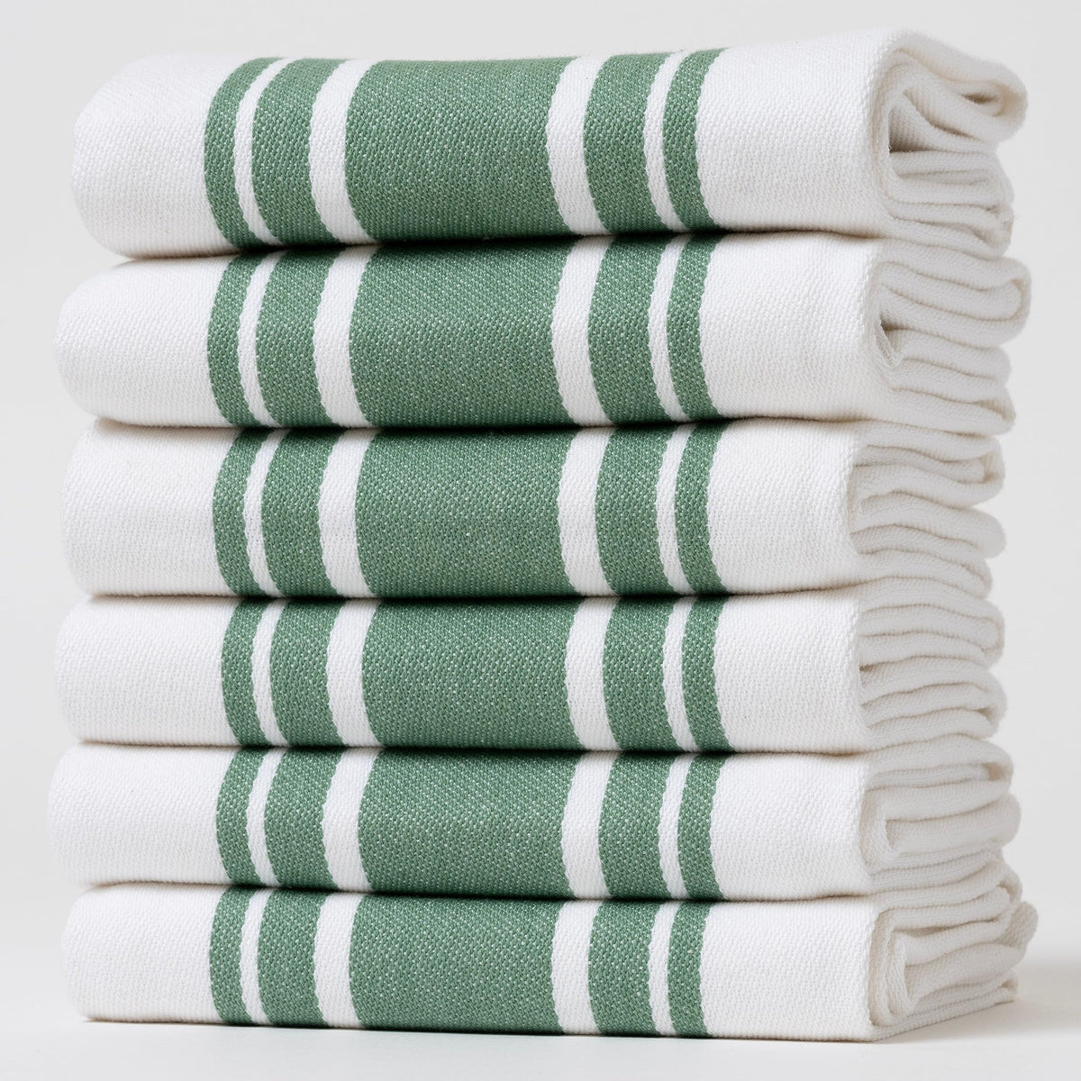 Kitchen Towels Set – Pack of 6 (20’’ x 30’’) Extra Large Premium Cotton Dish Towels for Kitchen – Chain Stripe Towels – Absorbent – 100% Cotton – with Hanging Loop – Beige
