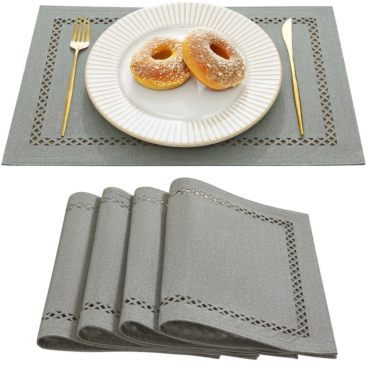 Orange Burlap Place Mats, Fall Placemats Set of 4, 12 x 18 Inch