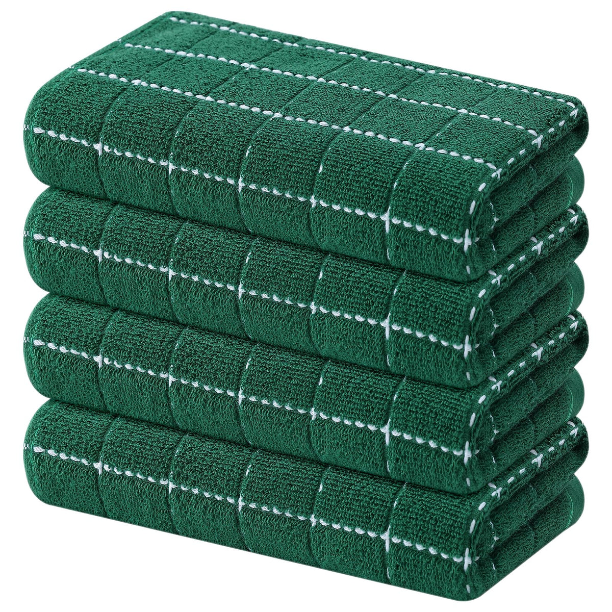 Mordimy Cotton Terry Checkered Kitchen Towels, 16"x 26", 4 Pack, Tan