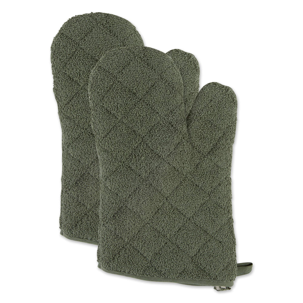 DII Basic Terry Collection 100% Cotton Quilted, Oven Mitt, Sage, 2 Piece