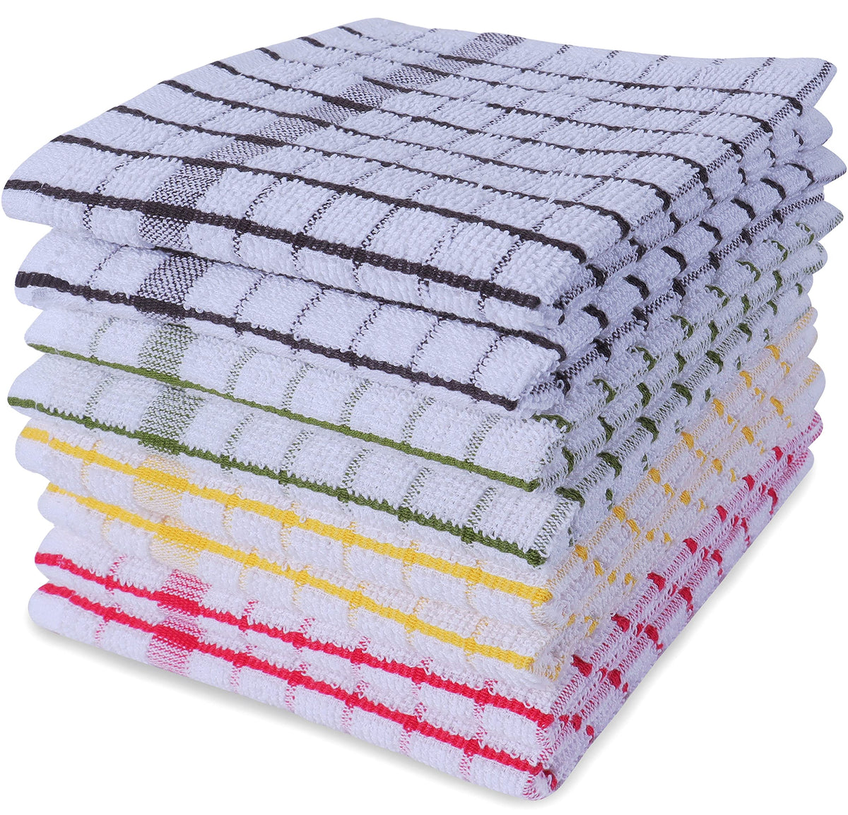 AMOUR INFINI Kitchen Towels Set of 4 - Highly Absorbent, Super Soft Terry Cotton 20x28 Inch Dish Towels with Hanging Loop - Hand & Tea Towels for Cleaning & Drying Dishes (Beige)