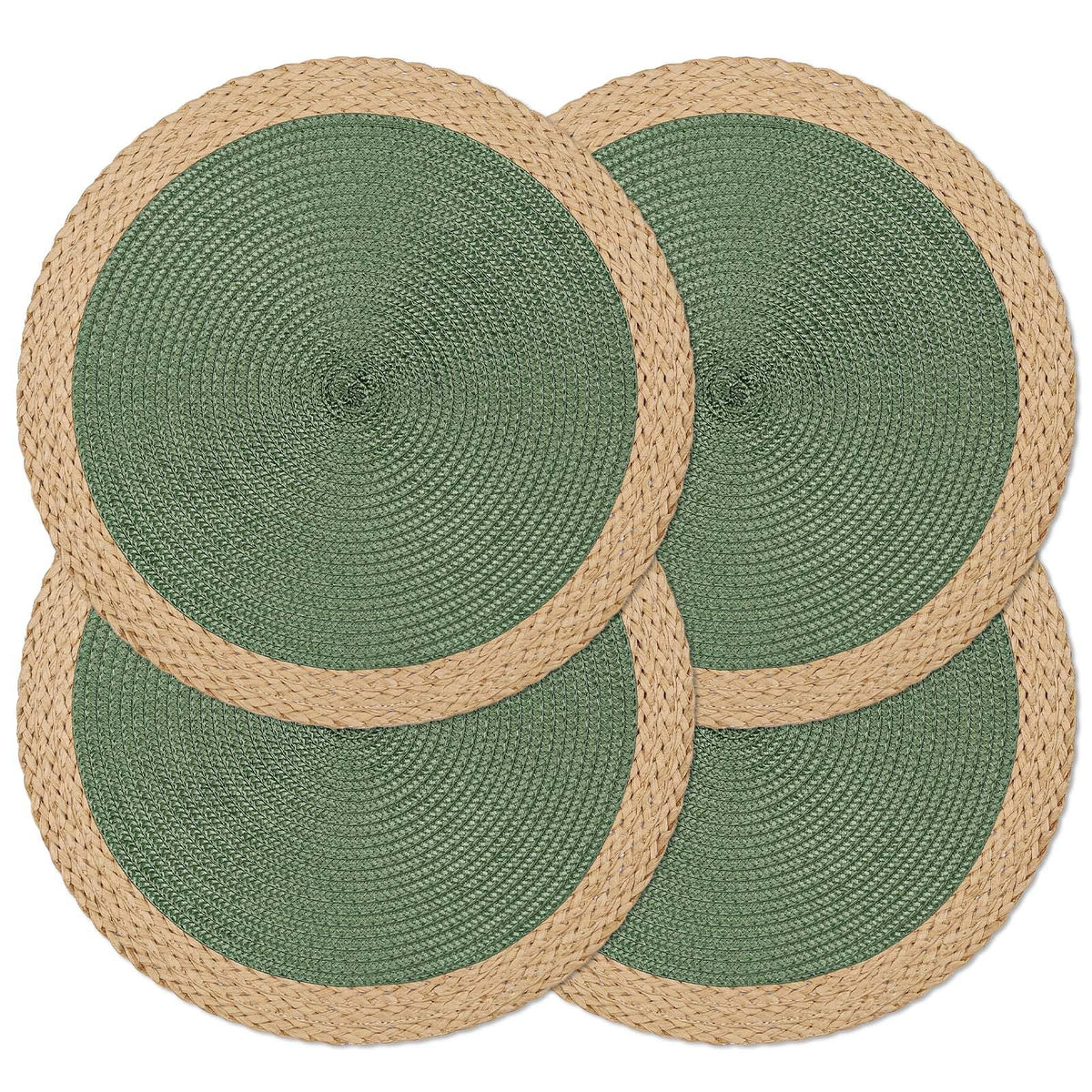 Round Placemats Set of 4, Woven Table Mats, Thin Edge, Black