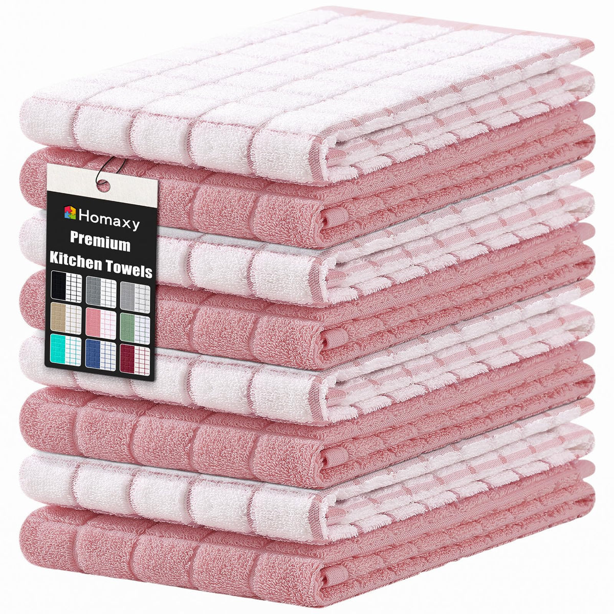 Homaxy Large Premium Cotton Kitchen Towels 16"x 28", 6 Pack, Grey