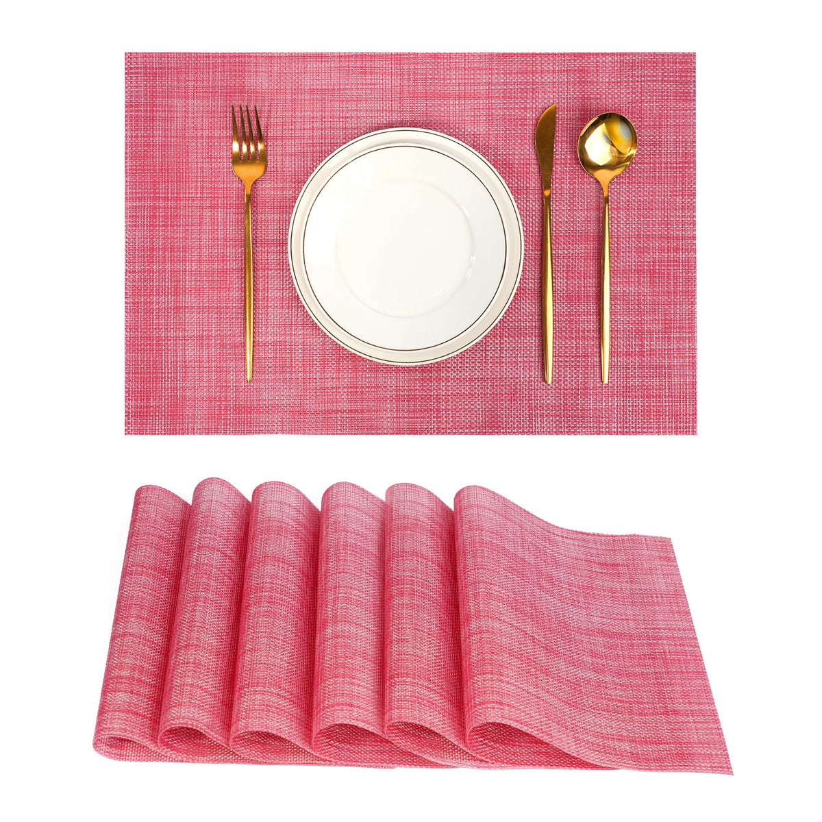 Placemats Set of 8，Non-Slip PVC Weave Table Mats Easy to Clean，Heat Resistant Place Mats for Kitchen Dining Table Decoration Indoor Outdoor，Beige