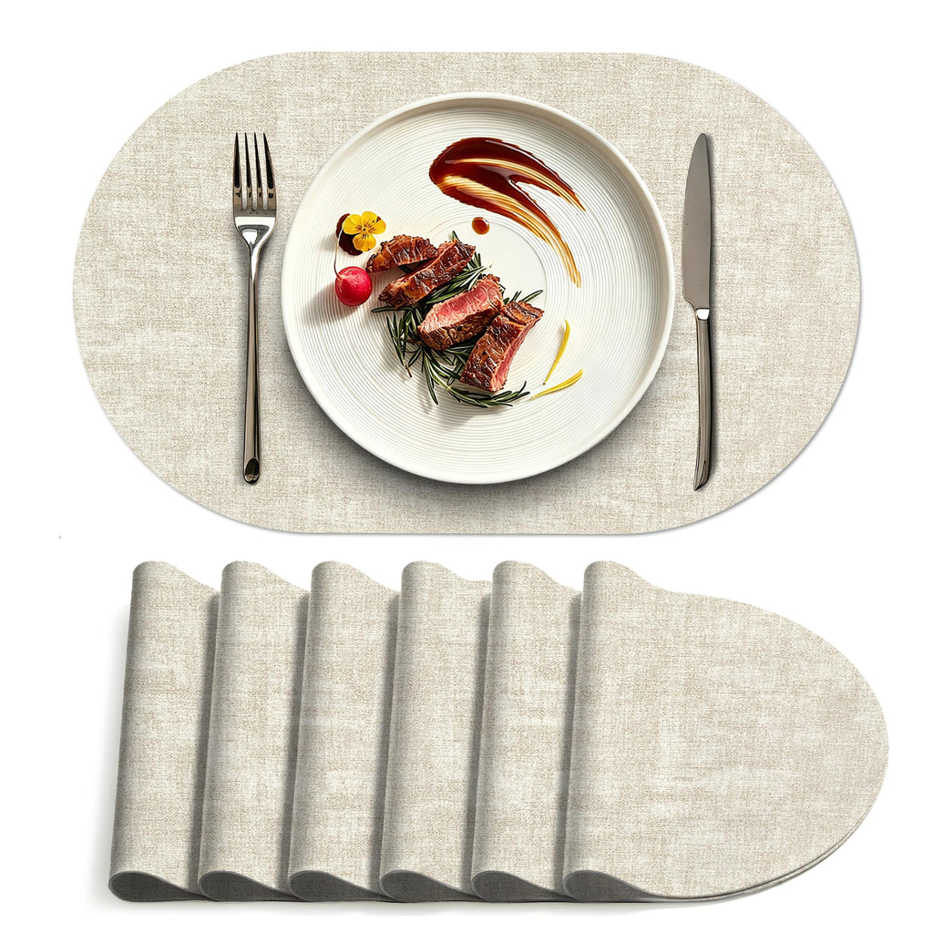 Placemats Set of 4, 15 Inch Round Faux Leather Place Mats