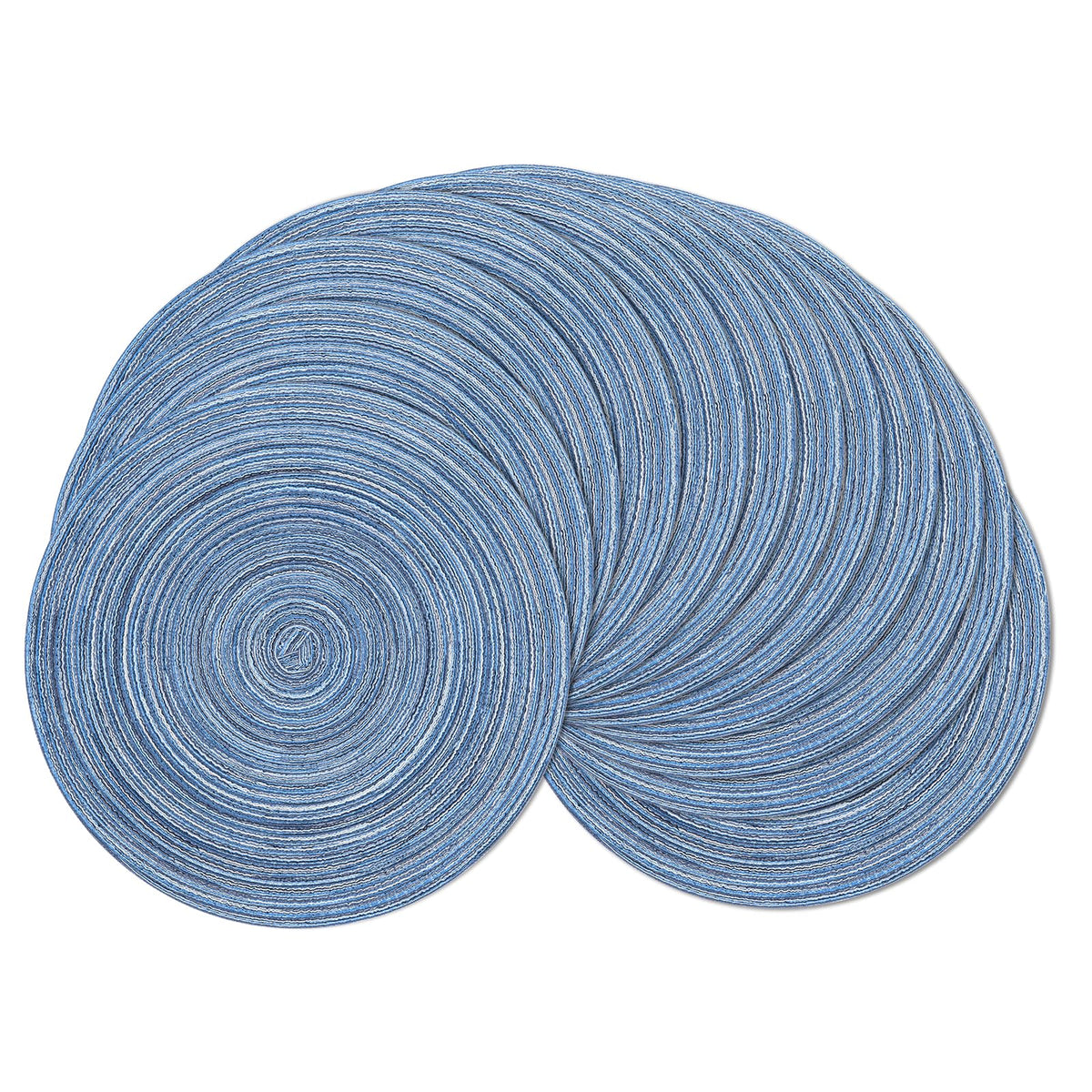 SHACOS Round Braided Placemats Set of 4 Washable Place Mats for Dining Tables 15 inch Non Slip Kitchen Table Mats (Beige, 4)