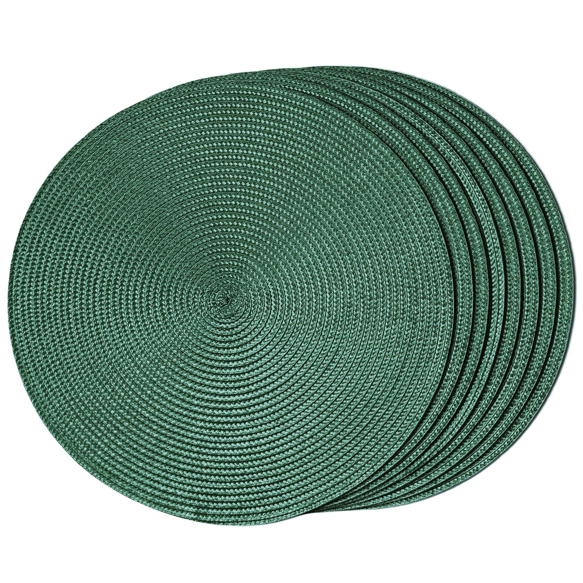 FunWheat Round Braided Placemats Set of 6 Table Mats for Dining Tables Woven Washable Non-Slip Place mats 15 in(Blue, 6pcs)