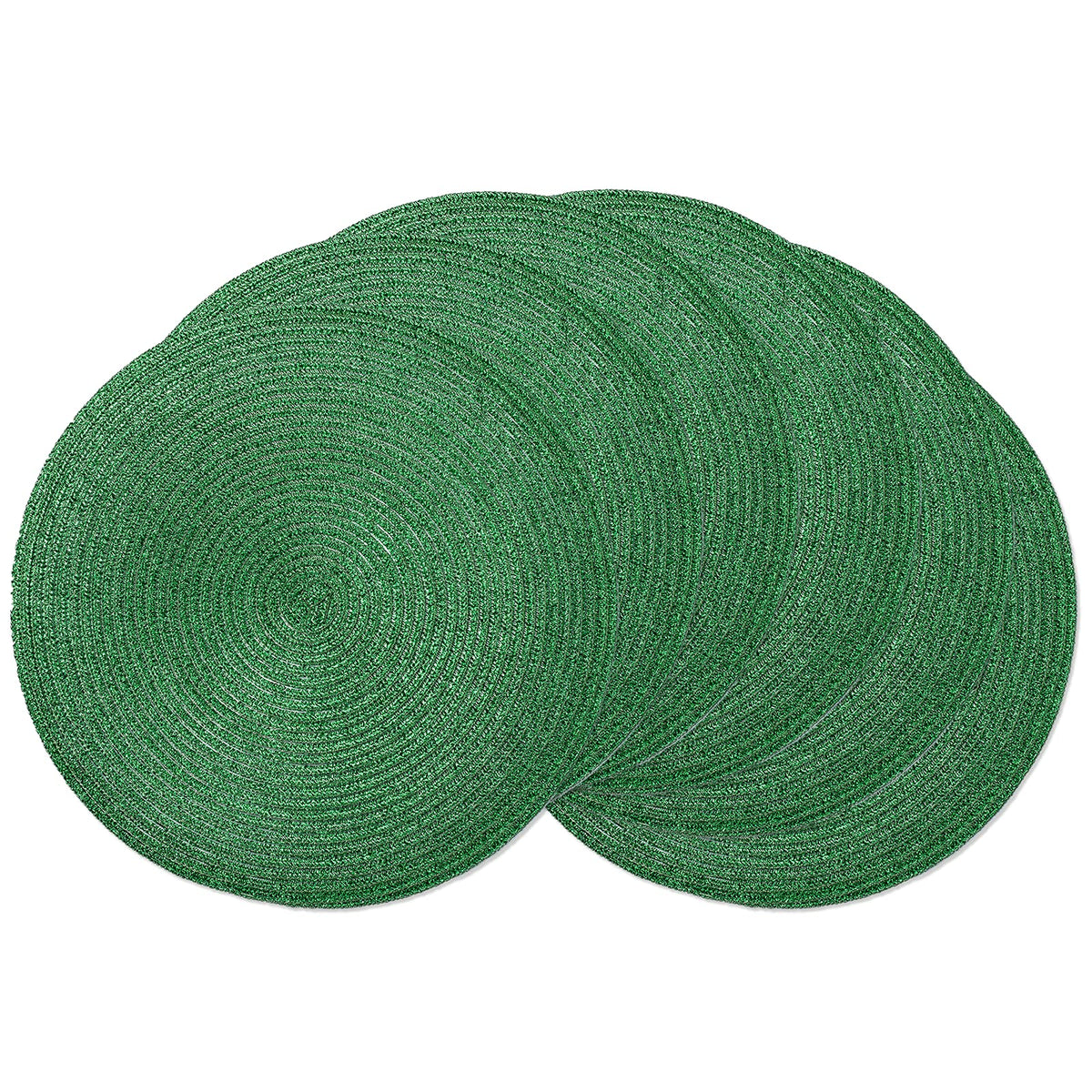 AHHFSMEI Round Placemats Set of 6 Heat Resistant Washable Non-Slip Woven Braided Table Mats for Dining Table Kitchen & Home Decor (Black)