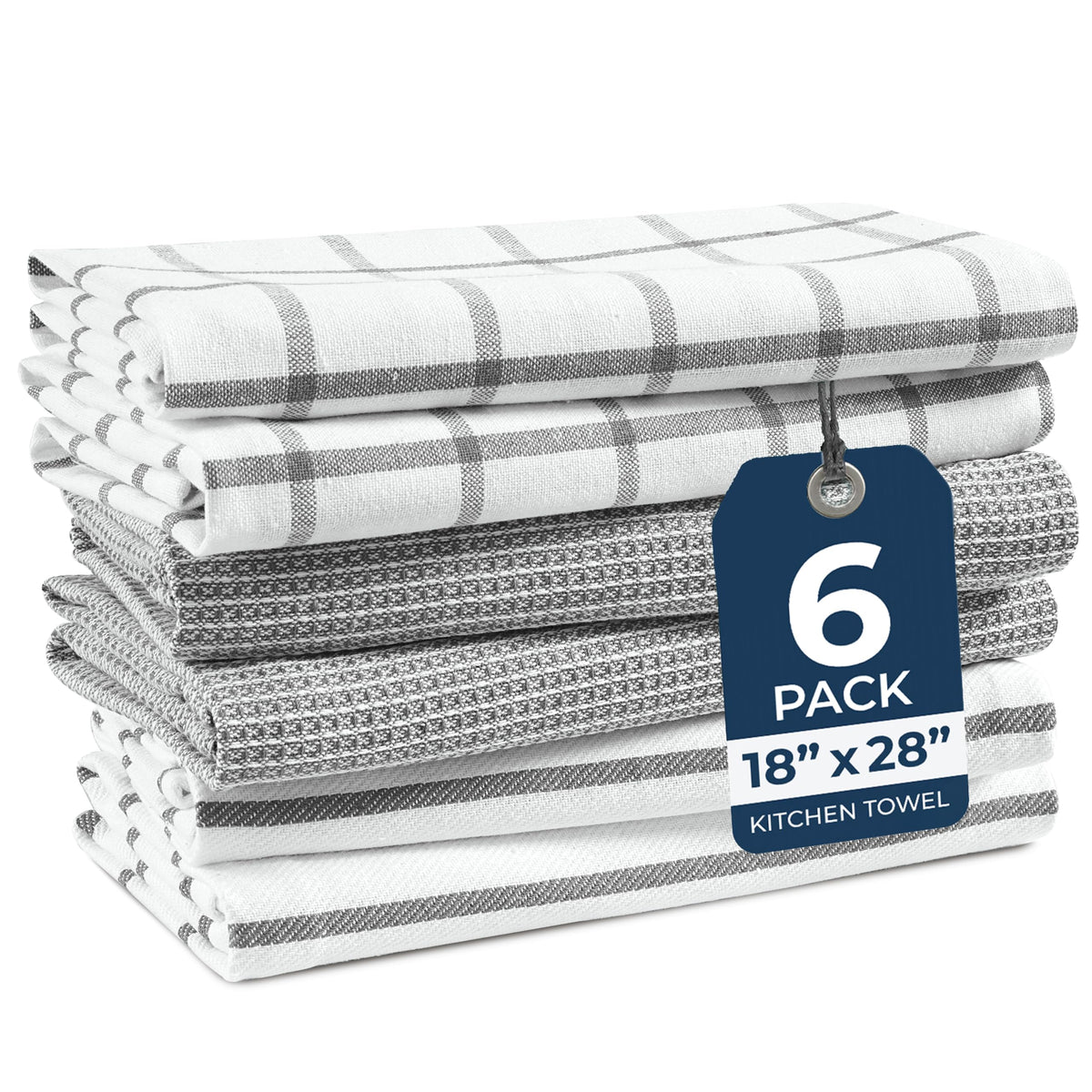 LANE LINEN Dish Towels for Kitchen 100% Cotton Tightly Woven 6 Pack - Olive