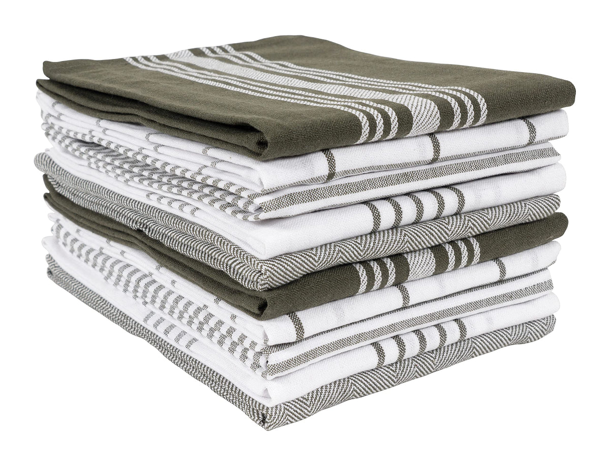 KAF Home Soho Kitchen Dish Towels - Set of 10, 18 x 28 Inch (Gray)