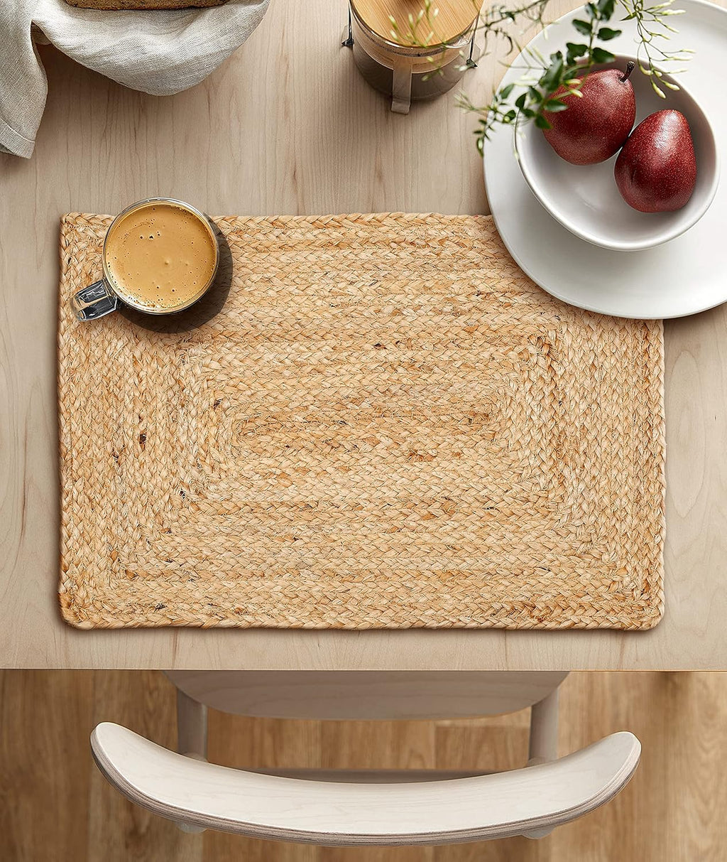 Hausattire Jute Braided Placemats, Natural, Set of 4