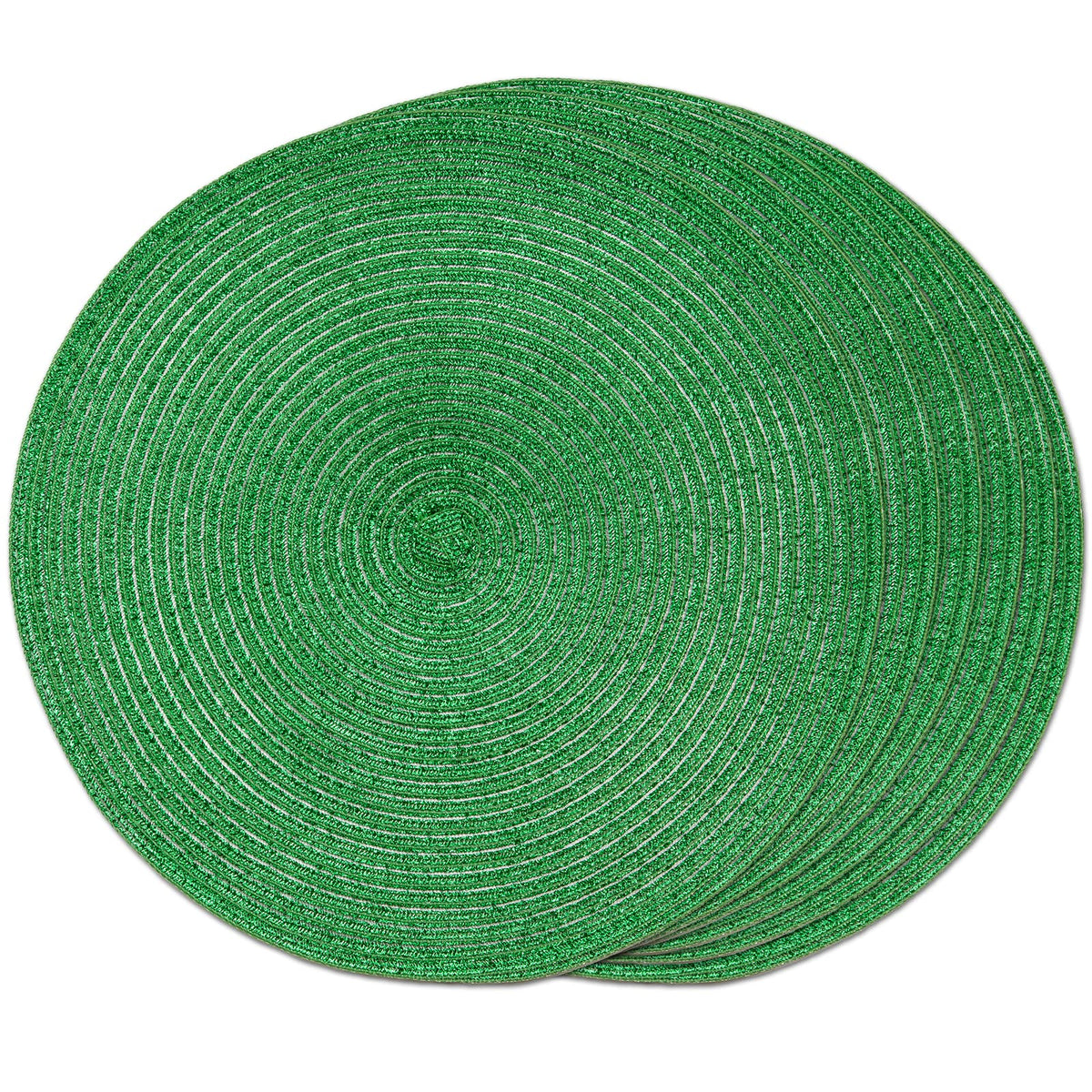 FunWheat Round Braided Placemats Set of 6 Table Mats for Dining Tables Woven Washable Non-Slip Place mats 15 in(Blue, 6pcs)