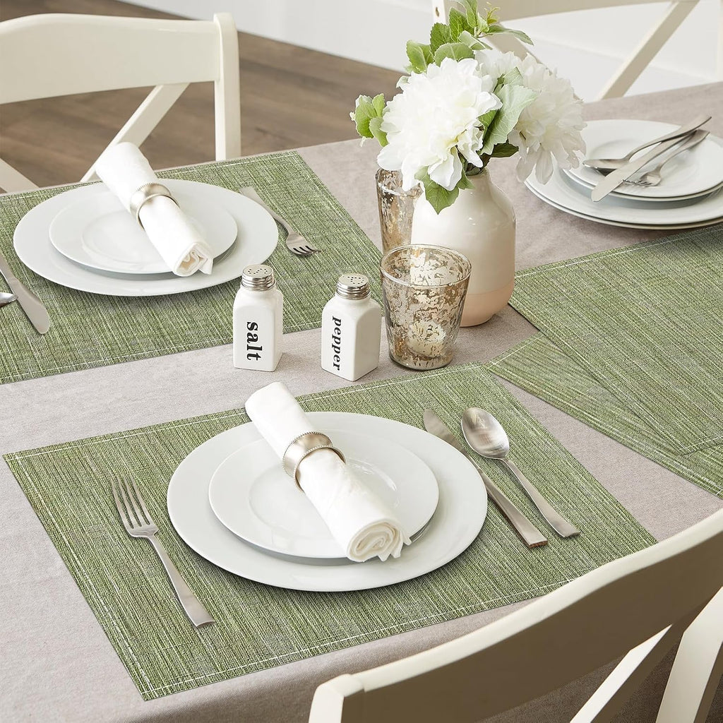 Niviy Placemats, Placemats Set of 4 Washable Place Mats, Green 12" x 18"