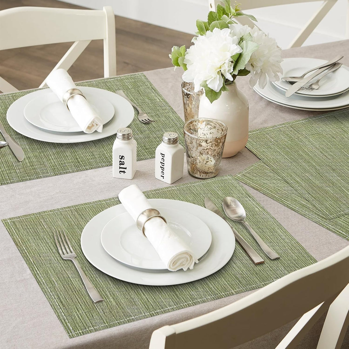 Niviy Placemats, Placemats Set of 4 Washable Place Mats, Green 12" x 18"