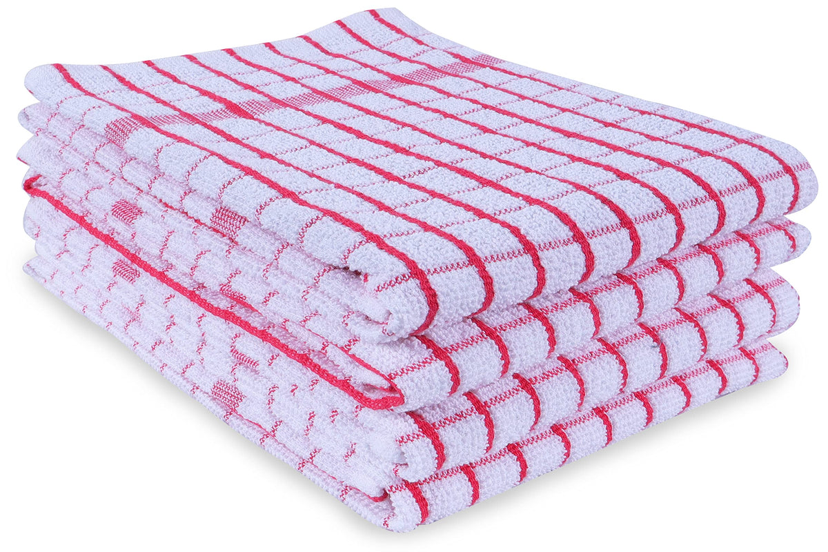 AMOUR INFINI Kitchen Towels Set of 4 - Highly Absorbent, Super Soft Terry Cotton 20x28 Inch Dish Towels with Hanging Loop - Hand & Tea Towels for Cleaning & Drying Dishes (Beige)