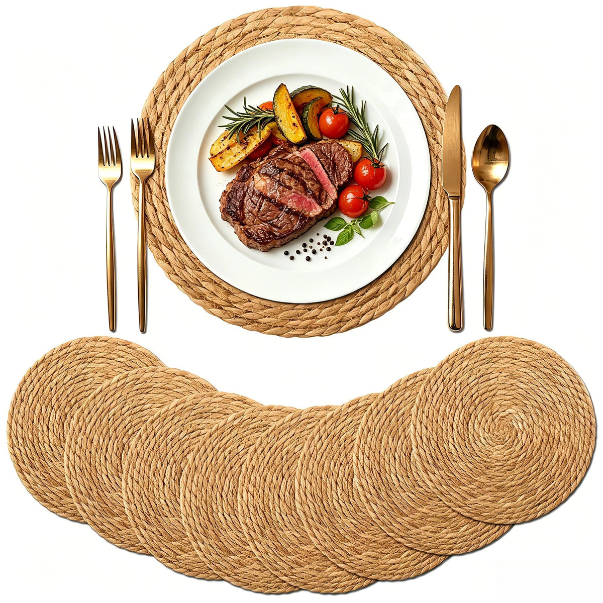 13" Round Woven Placemats Set of 12, Plate Chargers for Dining Table
