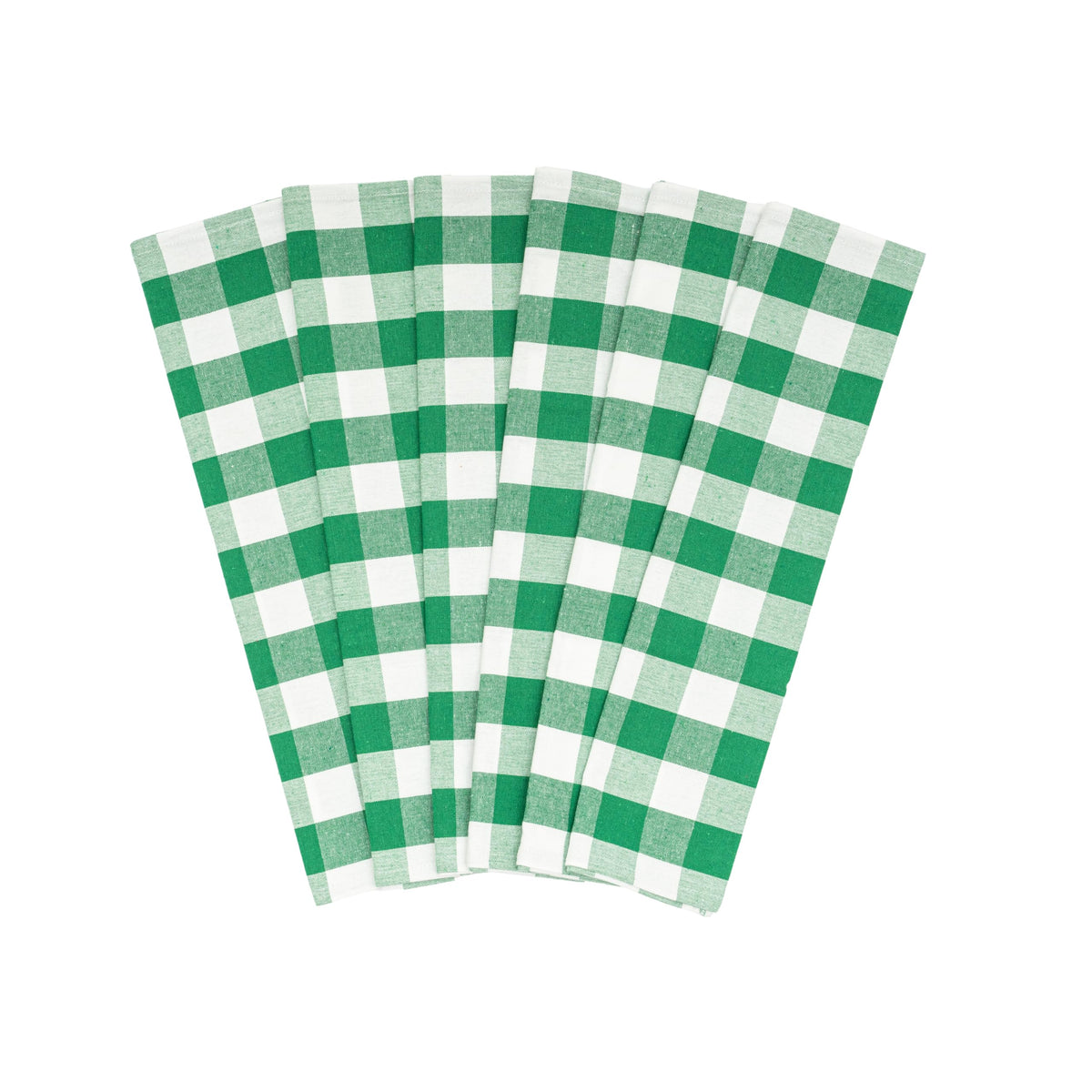 Aqua 6 Pack Large Cotton Tea Towels - 30" x 20" with Hanging Loop - Highly Absorbent, Lint-Free, Washable Teal Kitchen Towels - Plaid Pattern