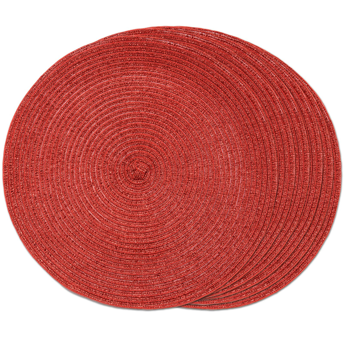 FunWheat Round Braided Placemats Set of 6 Table Mats for Dining Tables Woven Washable Non-Slip Place mats 15 in(Blue, 6pcs)