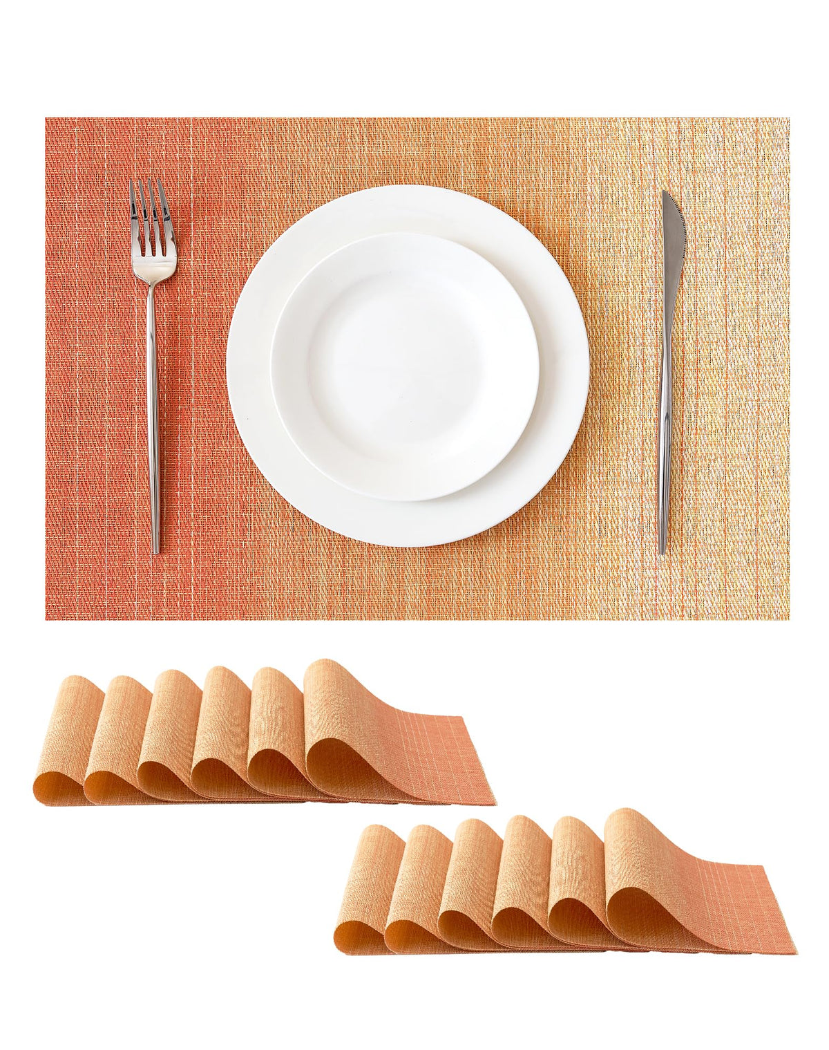 Beige White Placemats Set of 4 - Heat Resistant Non-Slip Place mats for Dining Table, Washable Durable PVC Vinyl Woven Table Mats(Beige White, 4)