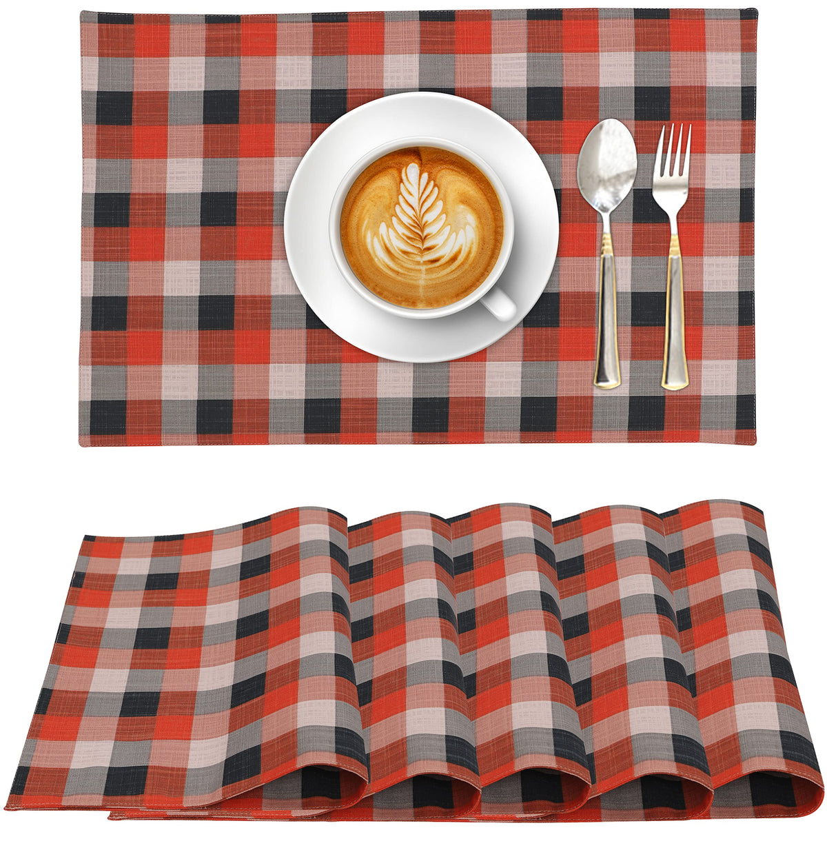 Ruvanti Placemats Set of 6, 100% Cotton Place Mats of 13"x19", Multi Stripe