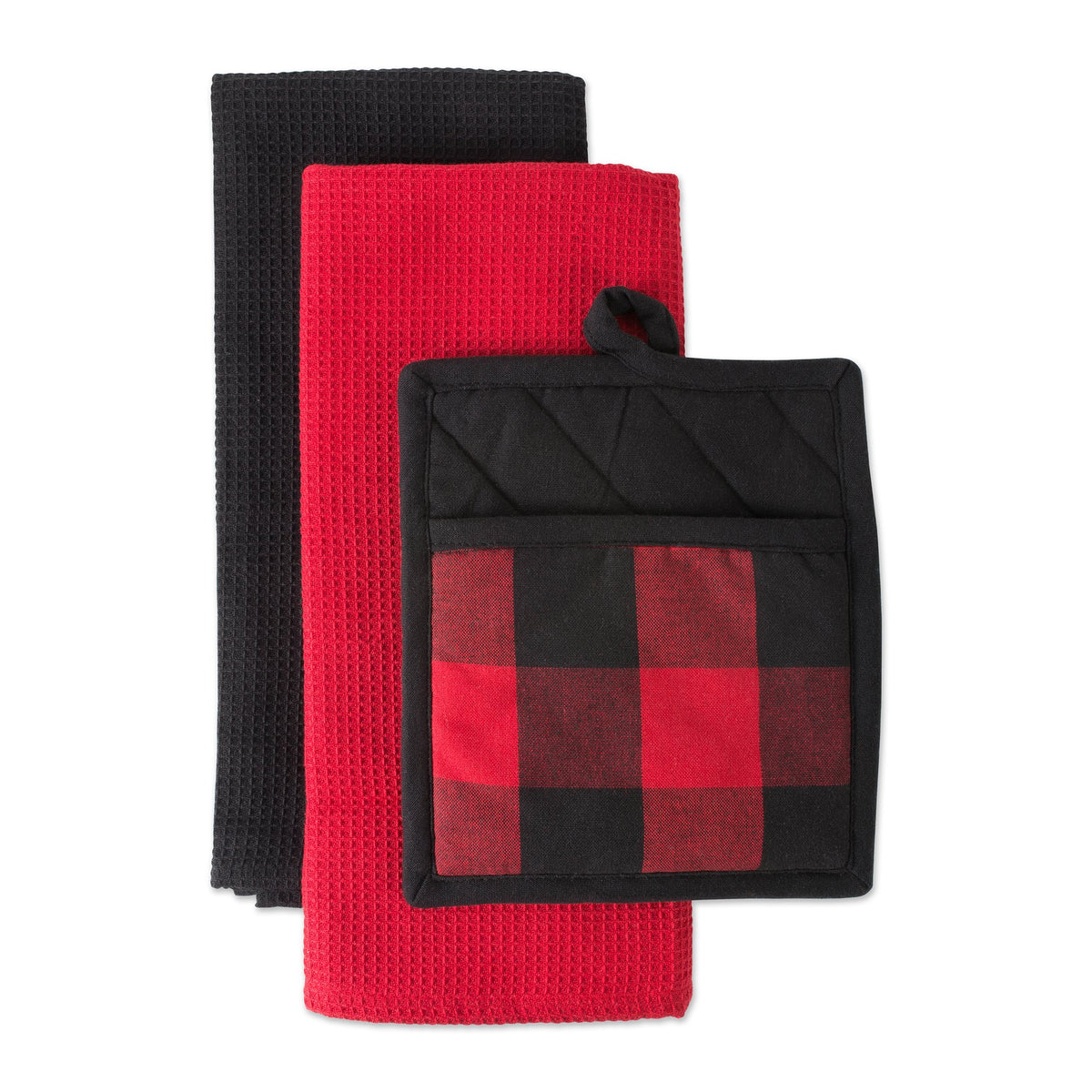 DII Buffalo Check Kitchen Collection, Classic Farmhouse Kitchen Set, Oven Mitt, Black & White, 2 Piece
