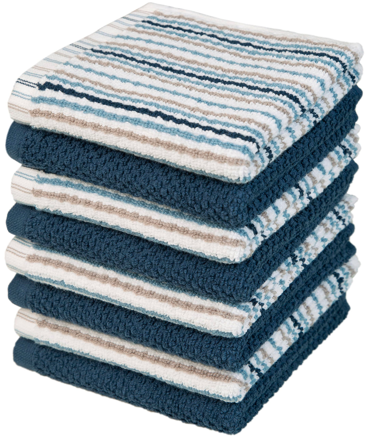 Bumble Kitchen Towels 6 Pack 100% Cotton 16"x26" - Tan Wide Stripe