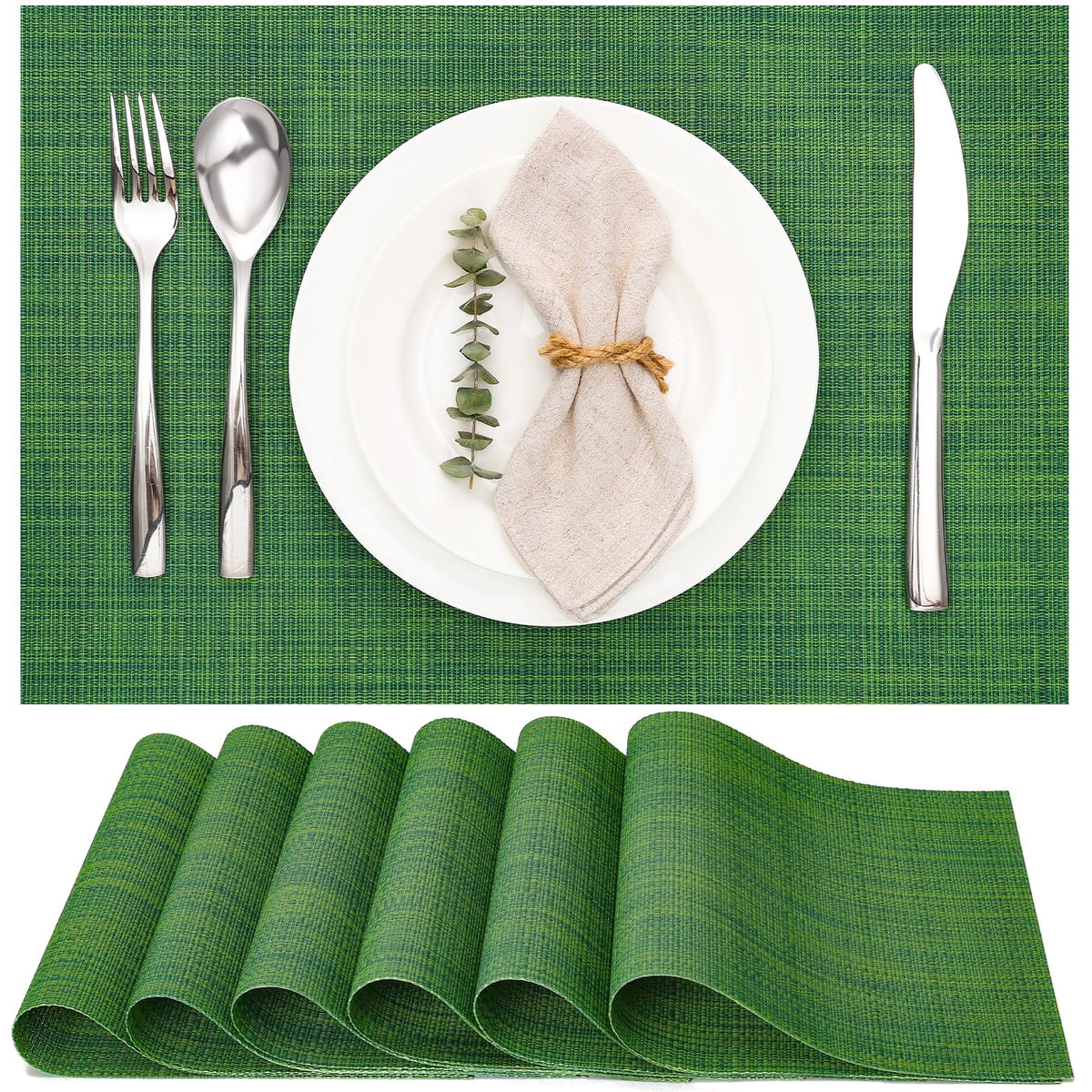 Myir JUN Black Placemats Set of 8 Kitchen and Dining Table Placemats