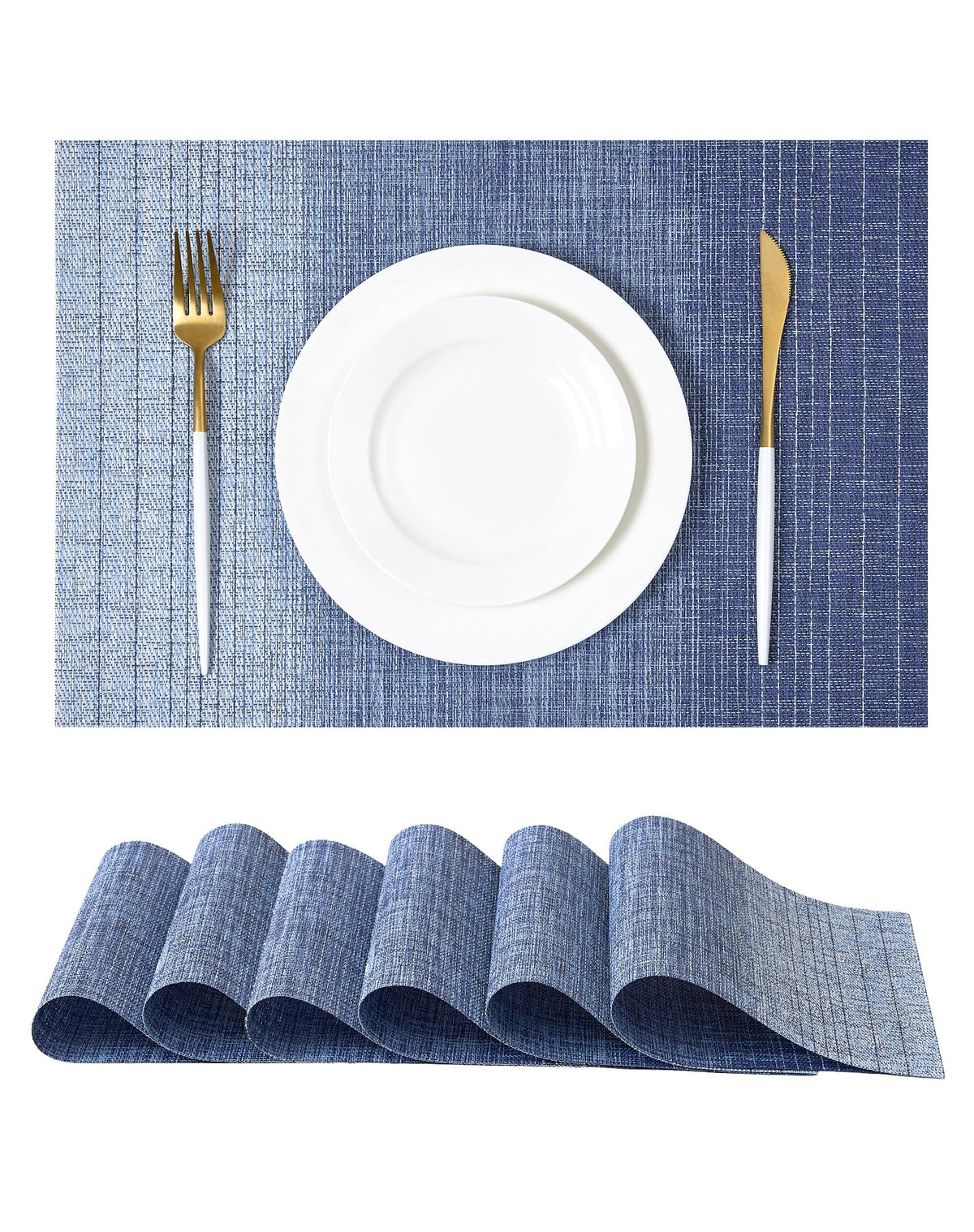 Beige White Placemats Set of 4 - Heat Resistant Non-Slip Place mats for Dining Table, Washable Durable PVC Vinyl Woven Table Mats(Beige White, 4)