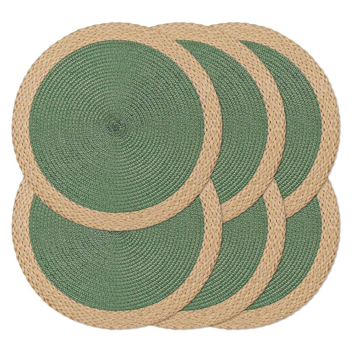 Round Placemats Set of 4, Woven Table Mats, Thin Edge, Black
