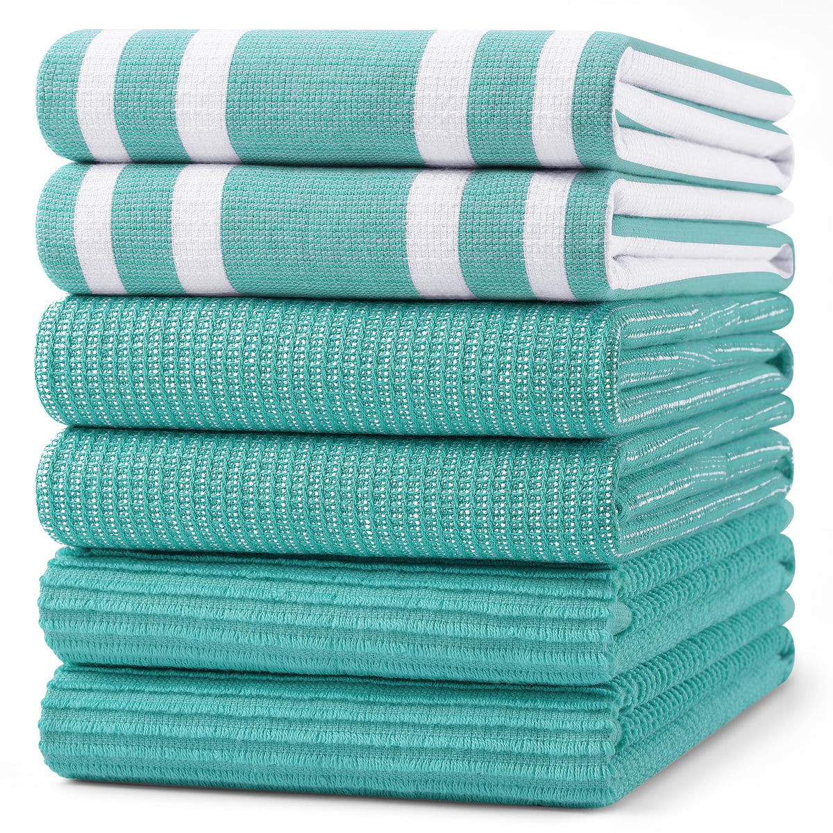 Homaxy Cotton 380 GSM Premium Kitchen Towels, 18"x 28", 6 Pack, Khaki