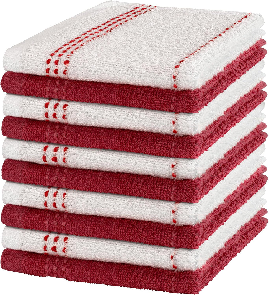 DecorRack 100% Cotton Kitchen Towels 12x12 in, Gray Set (Pack of 10)